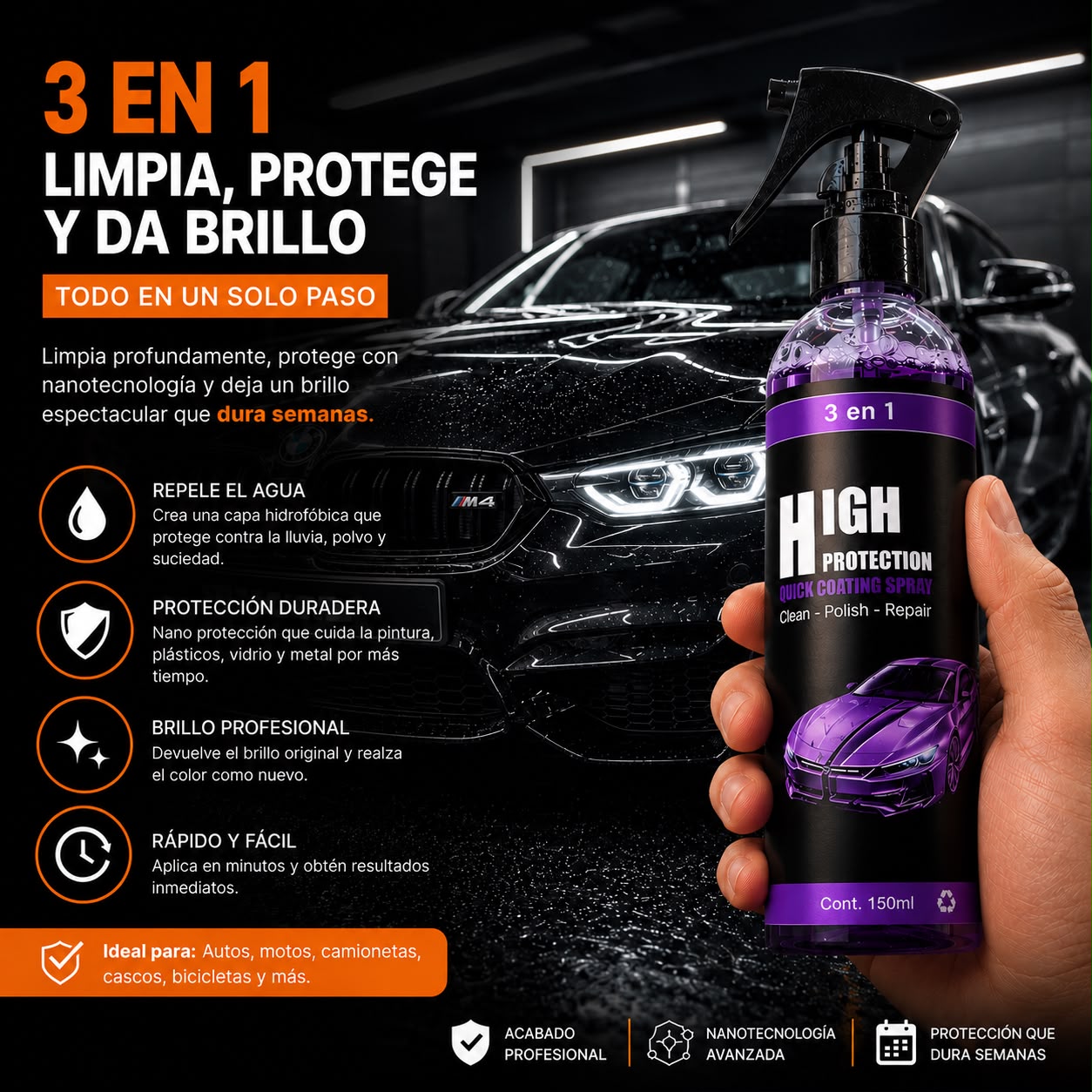 Protector Auto 3en1 Cera Spray 150ml