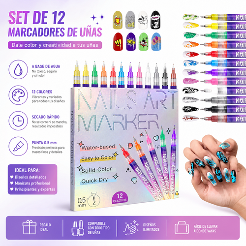 Set 12 Marcadores para Uñas