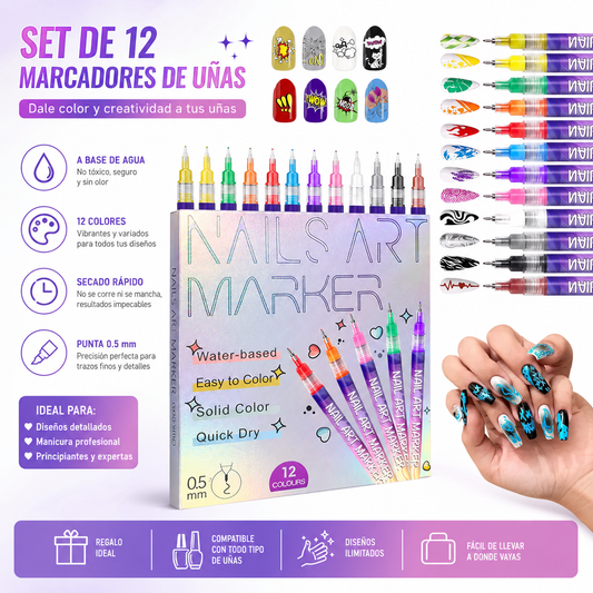 Set 12 Marcadores para Uñas