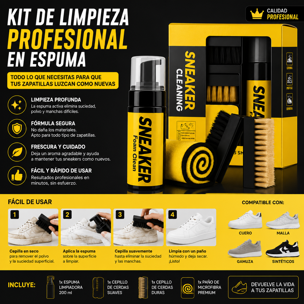 Kit De Limpieza Zapatillas Espuma