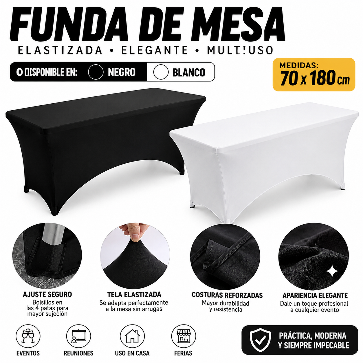 Funda De mesa Tela Spandex 70x180cm