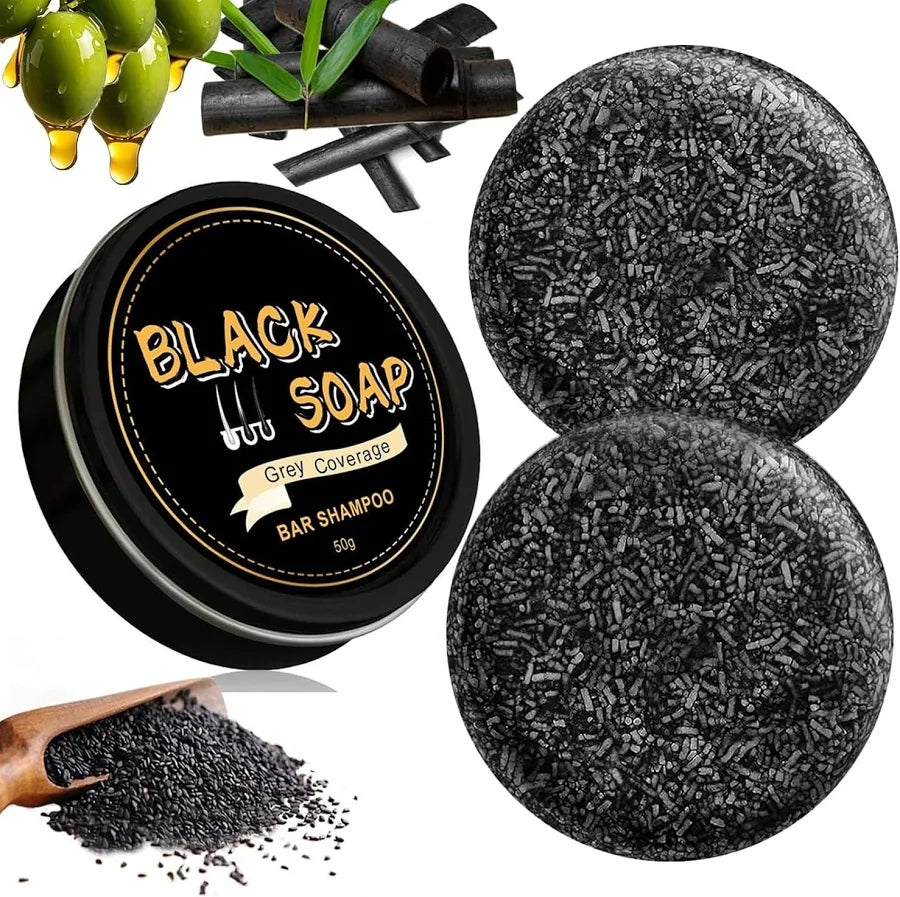 Barra de Shampoo Negro Anti-Canas (Carbón Activado)