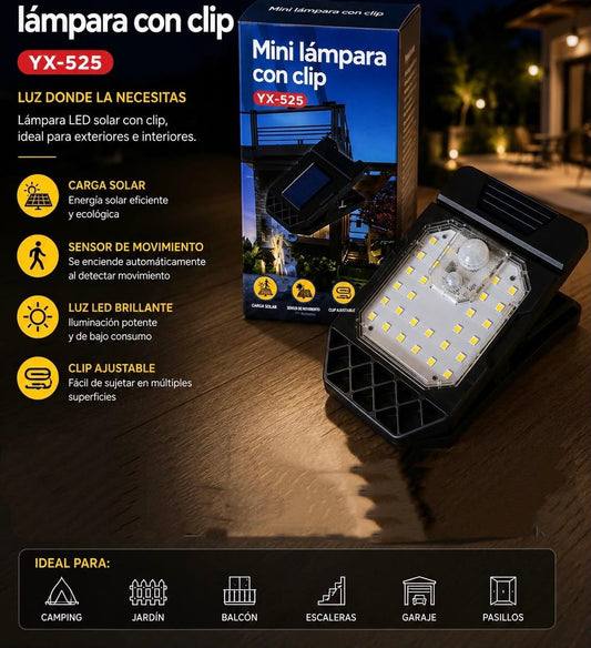 lámpara solar con clip y sensor