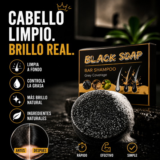 Barra de Shampoo Negro Anti-Canas (Carbón Activado)